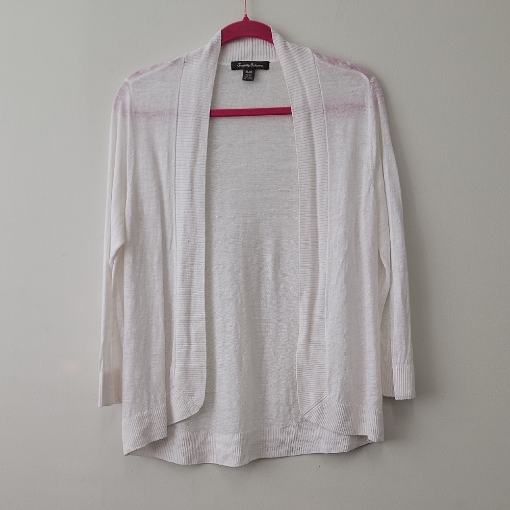 Tommy Bahama White Open-Front Lightweight Cardigan sz M
